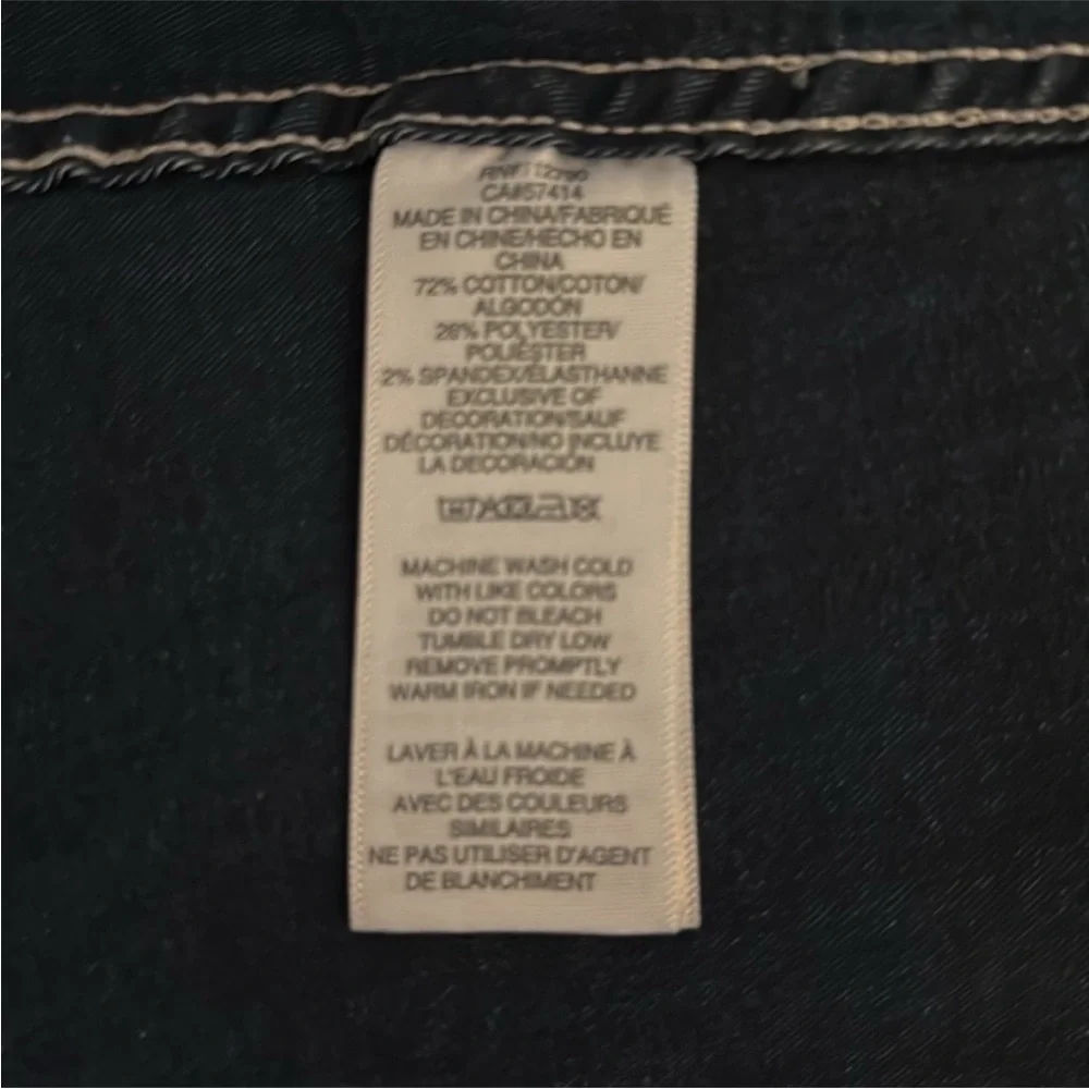 True Religion Chambray Western Denim Shirt Shacket Dark‎ Pearl Snap Button New M - Picture 12 of 13